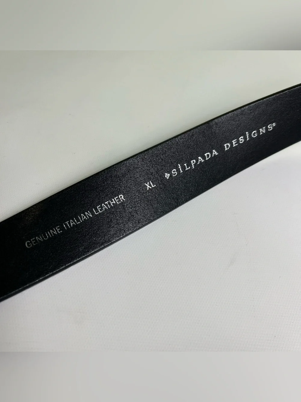 Silpada Italian Leather Black Belt Engraved Silver Western Buckle XL